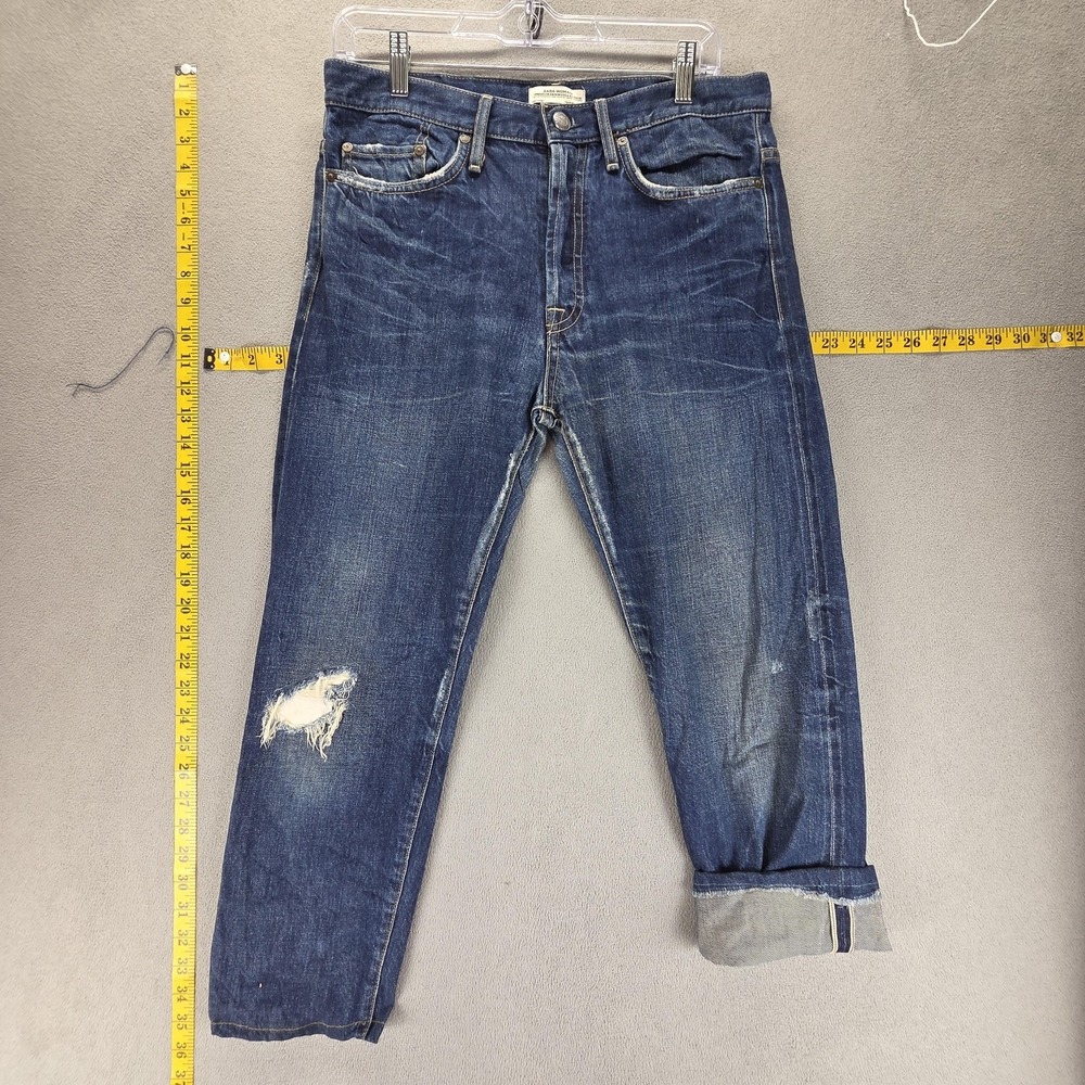 Zara Jeans Womens 6 Blue Selvedge Whiskers Honeycomb Button Fly Medium Wash‎